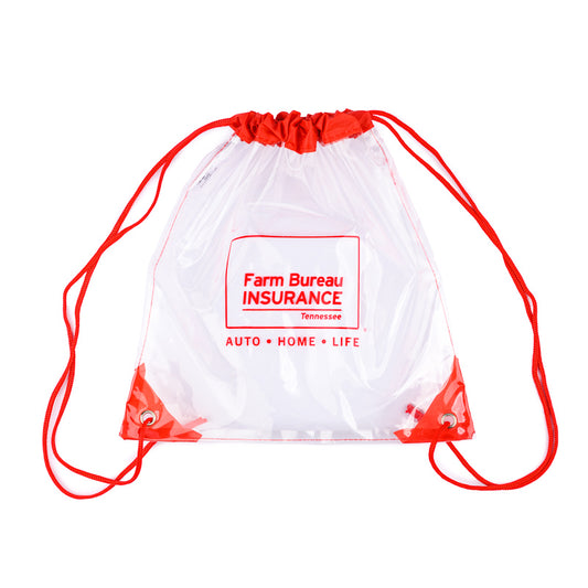Clear Drawstring Bag - Clear / Red