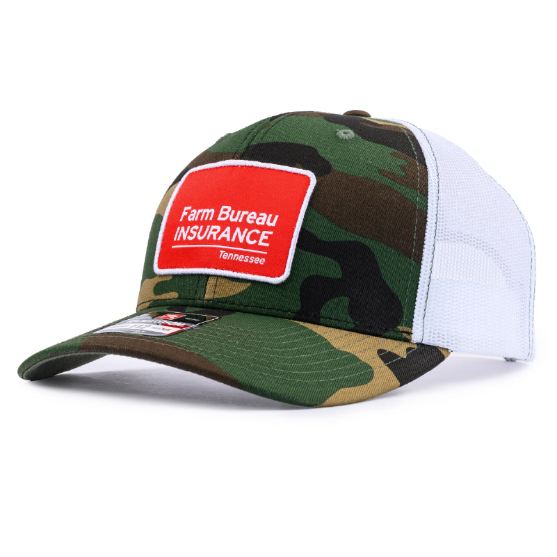 Richardson Trucker Patch Cap - Green Camo / White