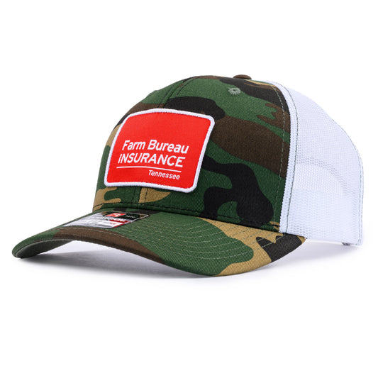 Richardson Trucker Patch Cap - Green Camo / White