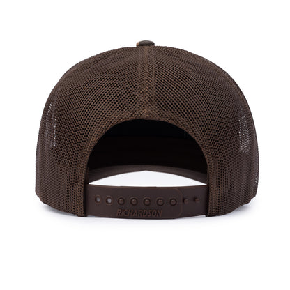 Leather Patch Trucker Cap - Bark Duck Camo / Brown