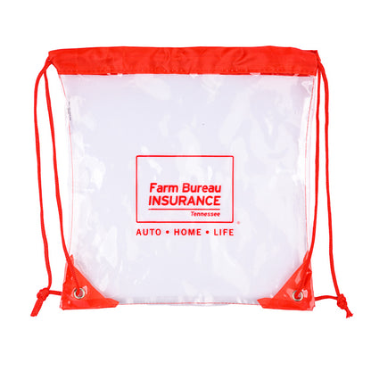 Clear Drawstring Bag - Clear / Red