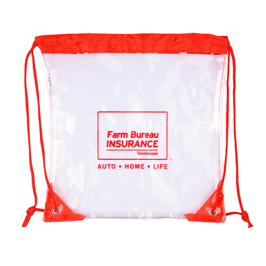 Clear Drawstring Bag - Clear / Red